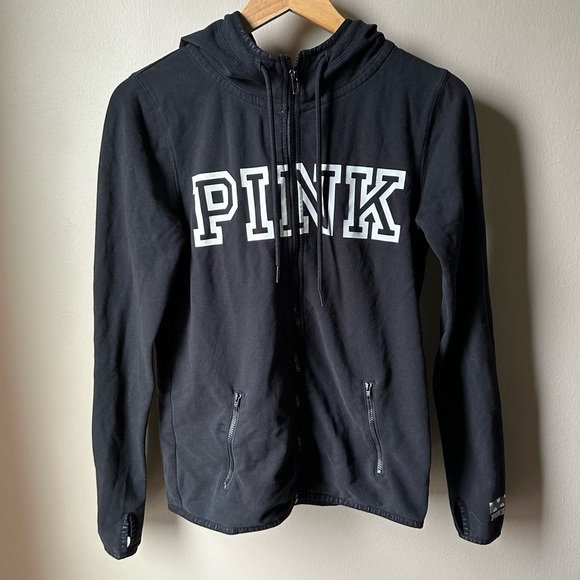 PINK Victoria's Secret Tops - Victoria’s Secret black full zip sweatshirt